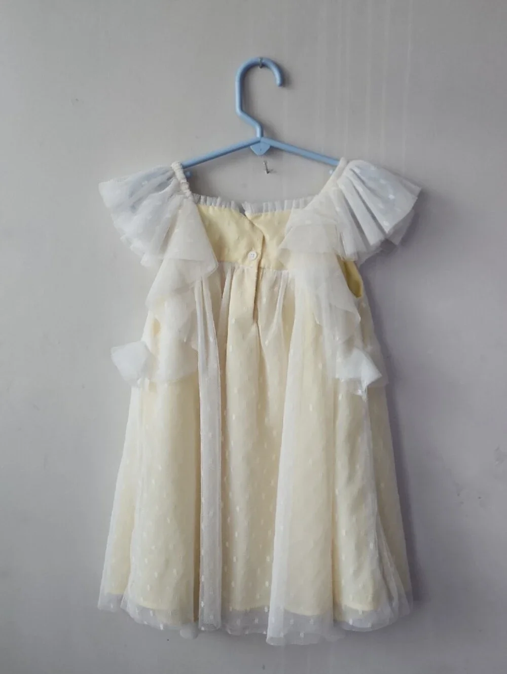 Biscotti Pale Yellow and White Floral Tulle Dress. New Without Tag